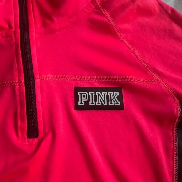 Victorias Secret Pink Ultimate 1/4 Zip Pullover Hot Pink Athletic Jacket Sz S - Picture 4 of 7